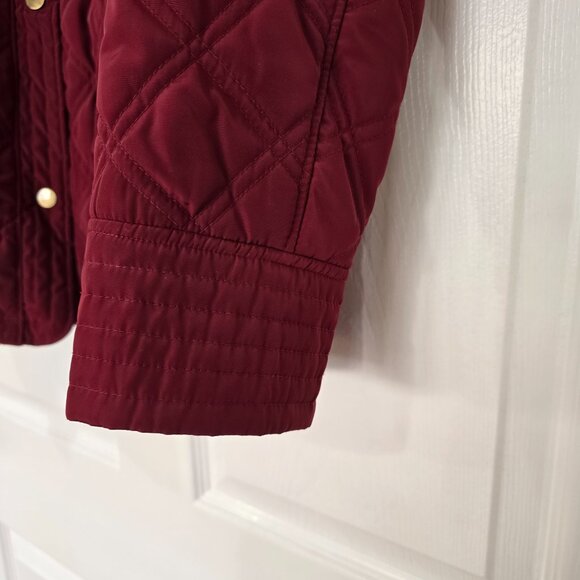 Talbots Petite Diamond Quilted Faux Fur Lined Snap Front Jacket Deep Red Large - Picture 6 of 11